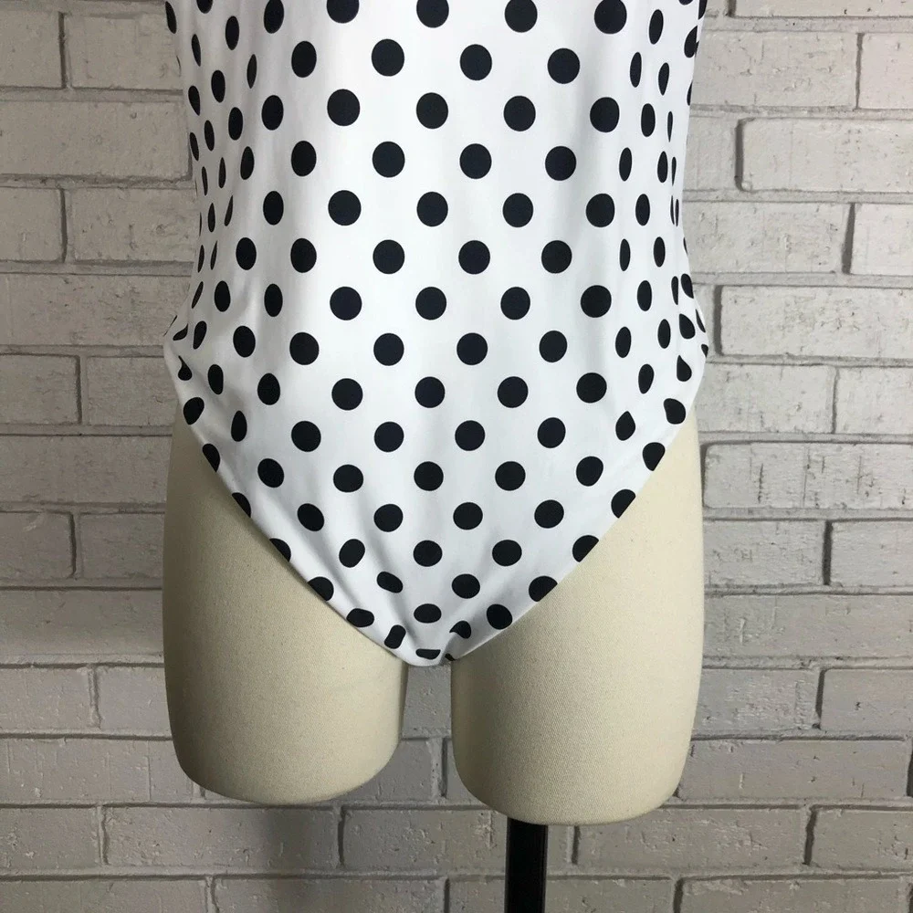 La Blanca Reversible Polka Dot One Piece Swimsuit‎ Black White  | Size 16
